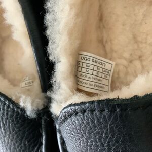 UGG Black Leather Boots with Soft Cream Interior